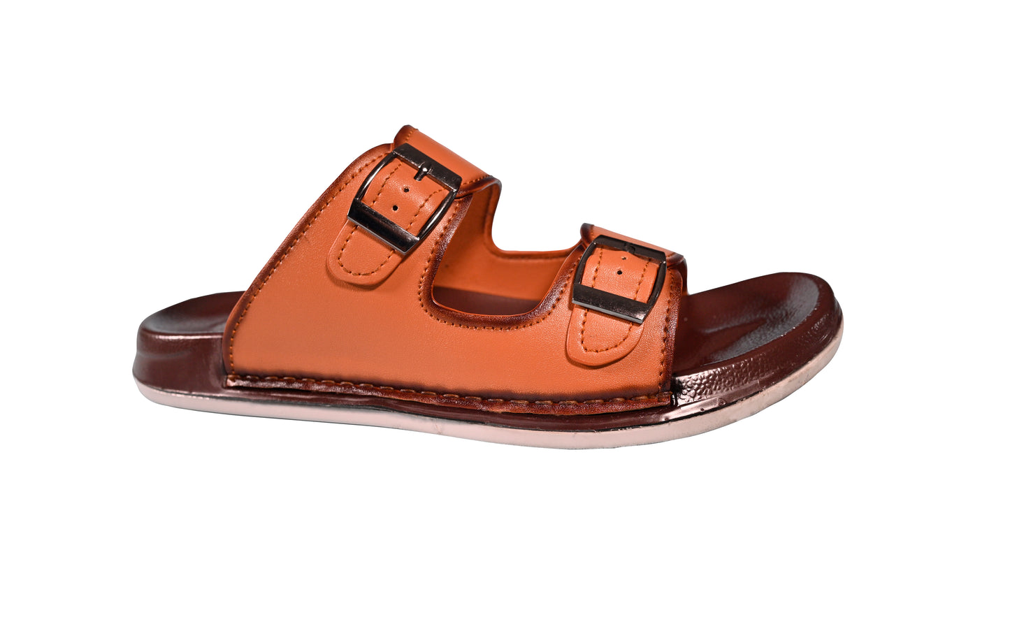 Men’s Double-Strap Buckle Slide – Tan Brown