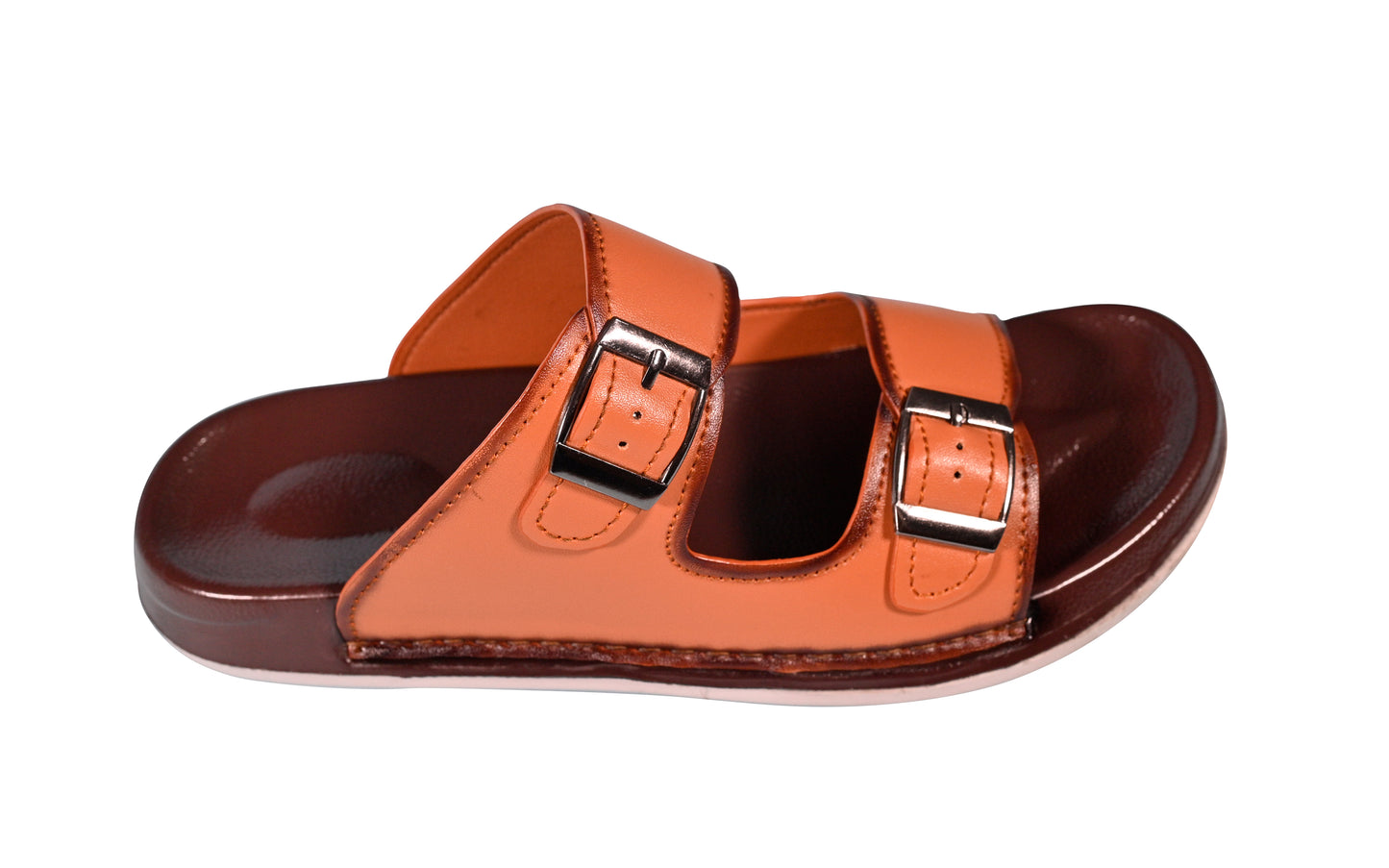 Men’s Double-Strap Buckle Slide – Tan Brown