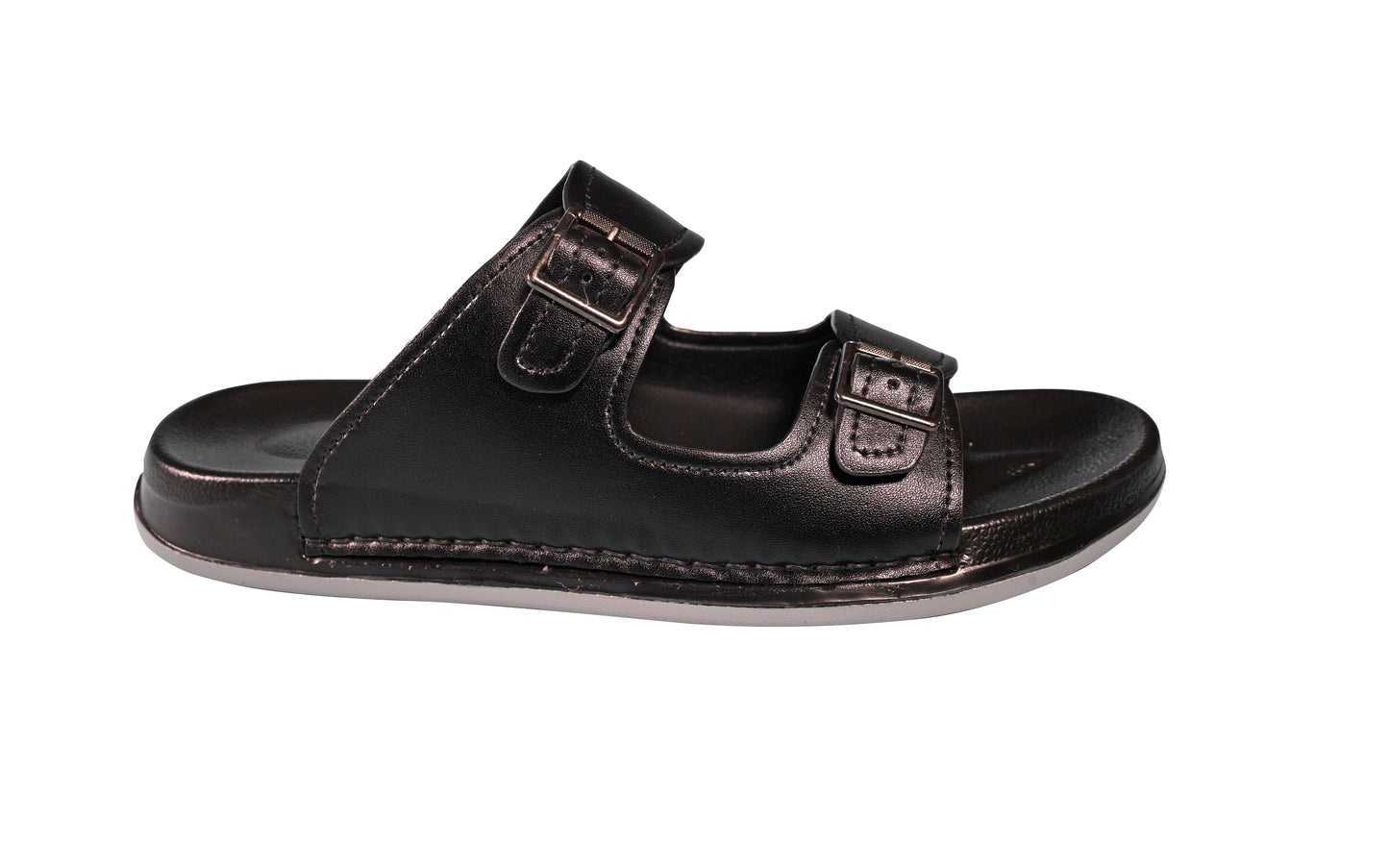 Men’s Double-Strap Buckle Slide – Black