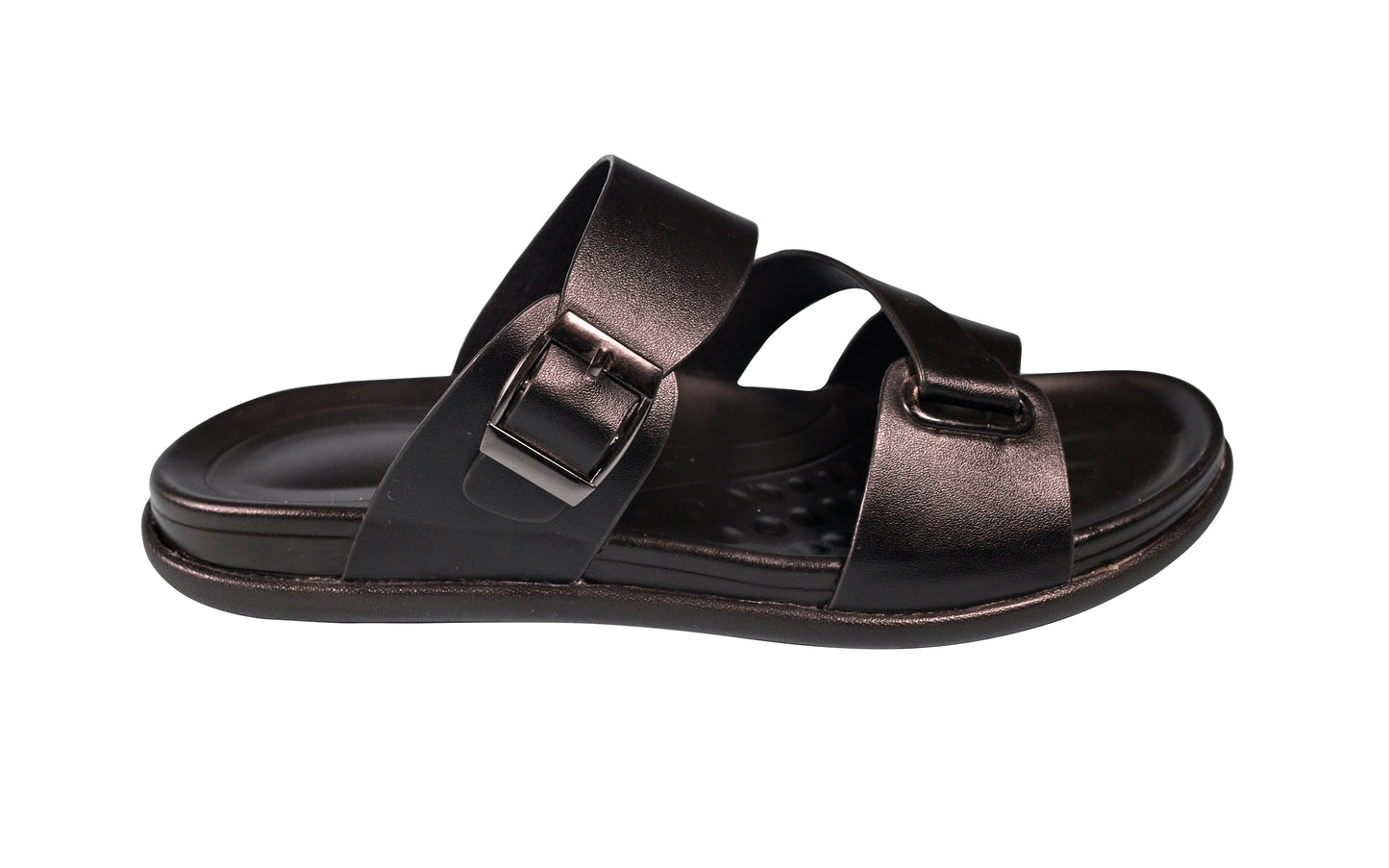 Men's Open-Toe Double Strap Slides – Black