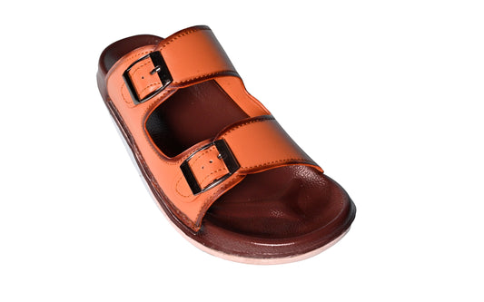 Men’s Double-Strap Buckle Slide – Tan Brown