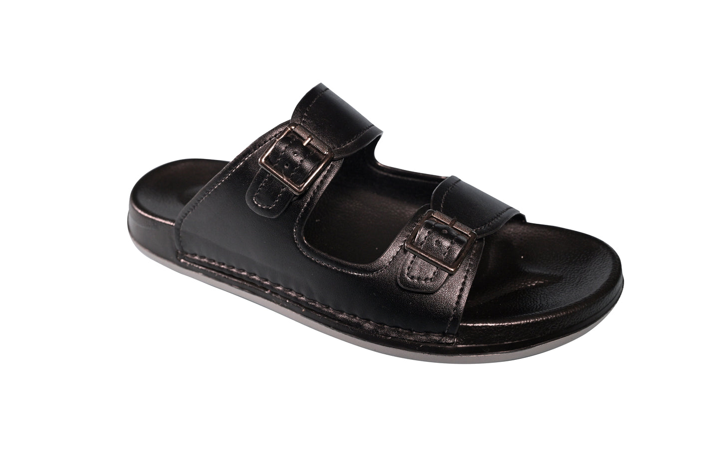 Men’s Double-Strap Buckle Slide – Black