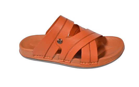 Men's Casual Cross-Strap Slip-On Slides – Brown