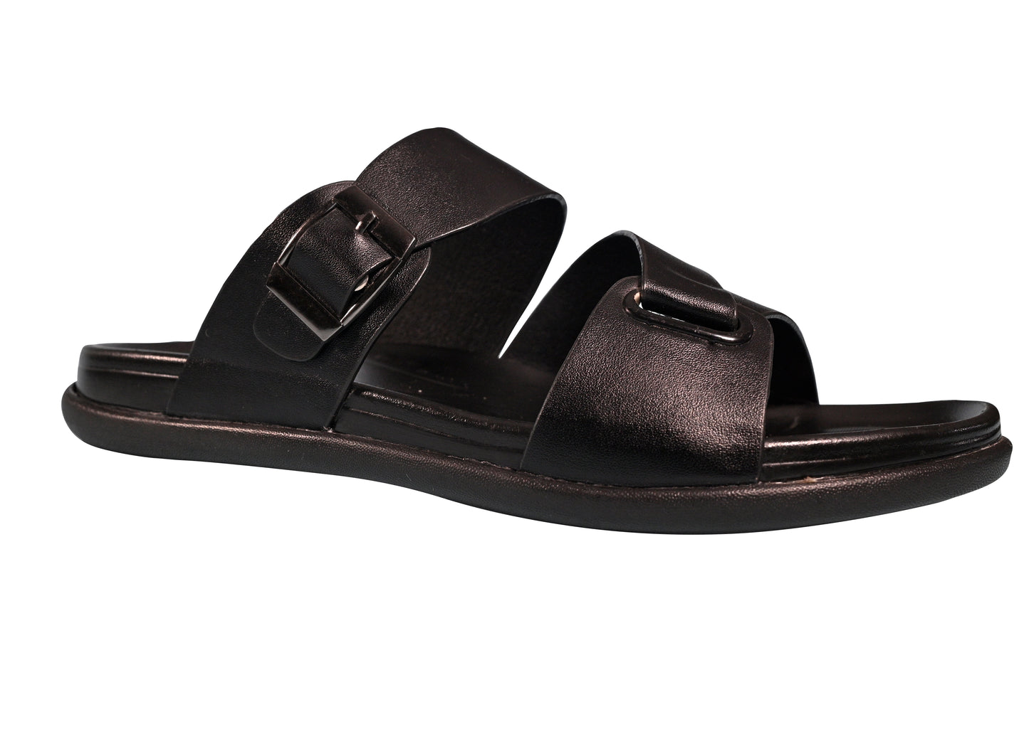 Men's Open-Toe Double Strap Slides – Black