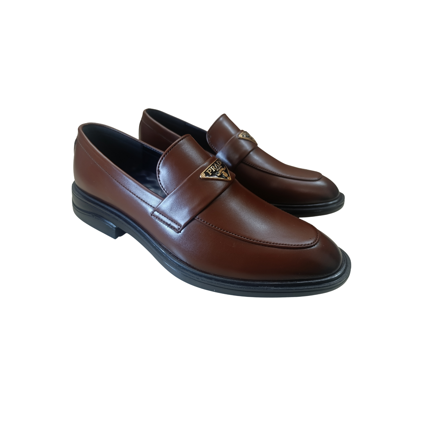 Men’s Semi-Formal Brown Synthetic Leather Slip-On Shoes with Metal Accent (CK-109)