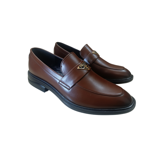Men’s Semi-Formal Brown Synthetic Leather Slip-On Shoes with Metal Accent (CK-109)