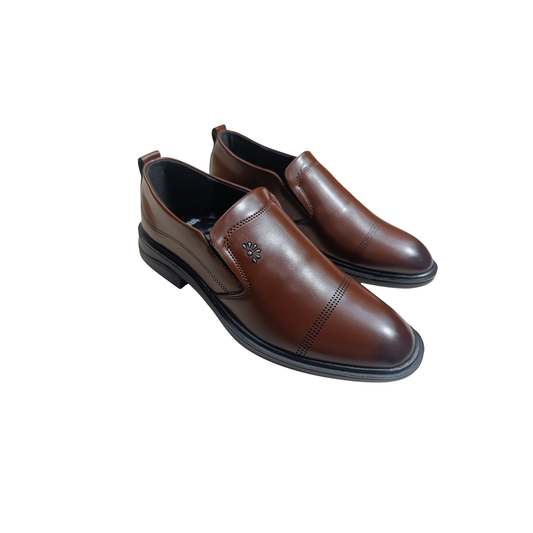 Men’s Semi-Formal Tan Brown Synthetic Leather Slip-On Shoes (CK-104)
