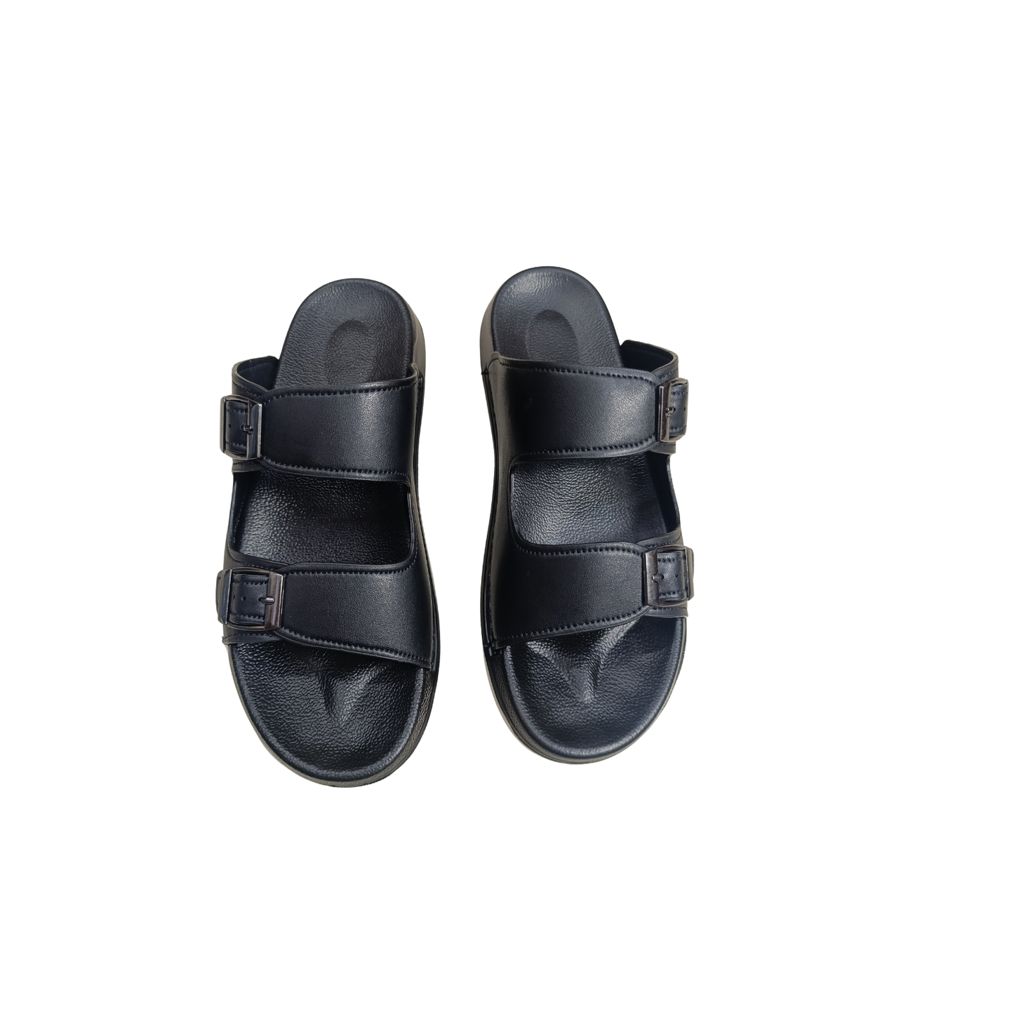 Men’s Double-Strap Buckle Slide – Black (CM-303)