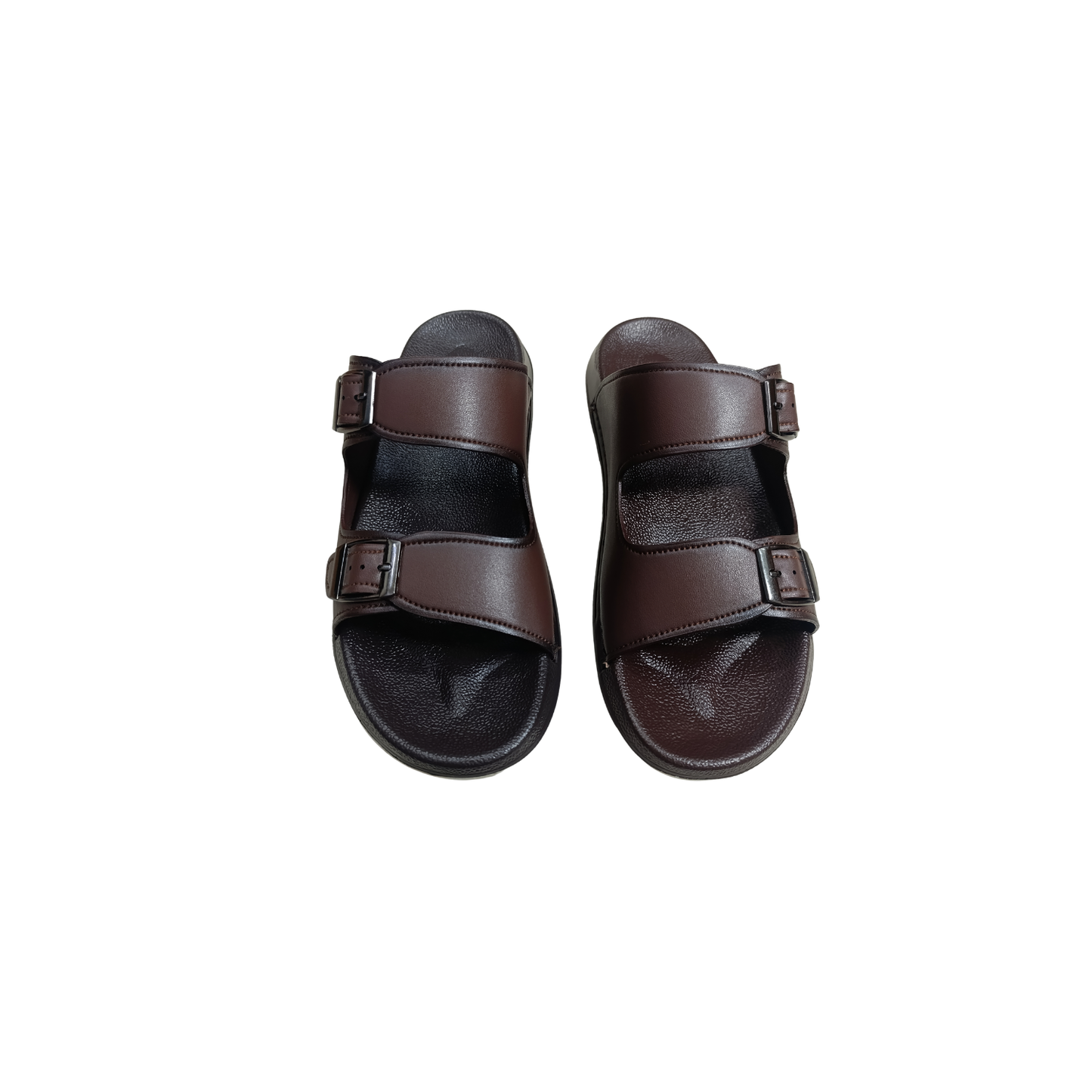 Men’s Double-Strap Buckle Slide – Dark Brown CM-303