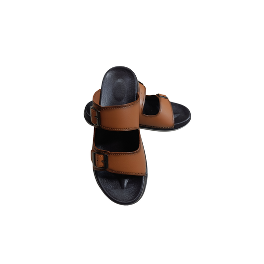 Men’s Double-Strap Buckle Slide – Tan Brown (CM-303)