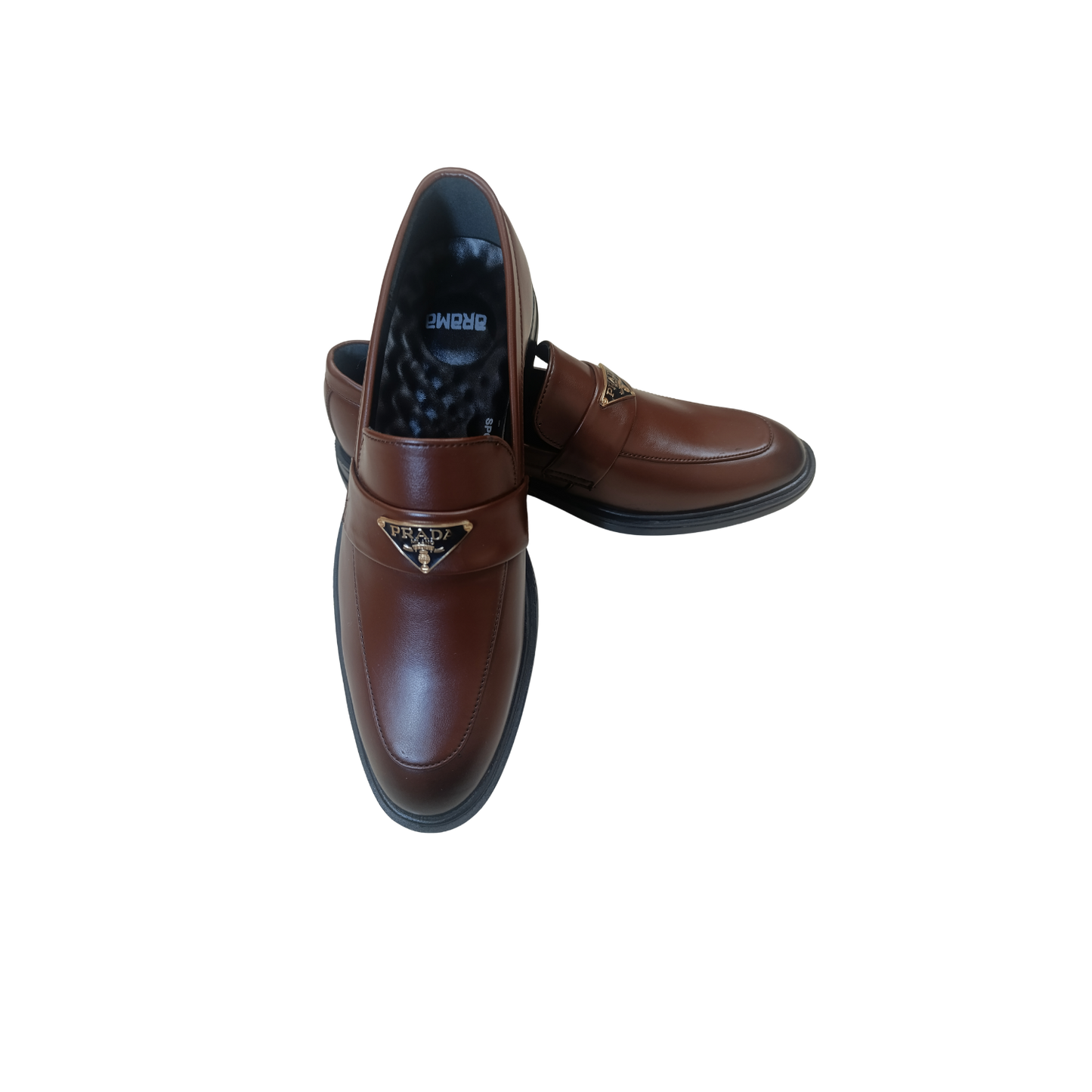 Men’s Semi-Formal Brown Synthetic Leather Slip-On Shoes with Metal Accent (CK-109)