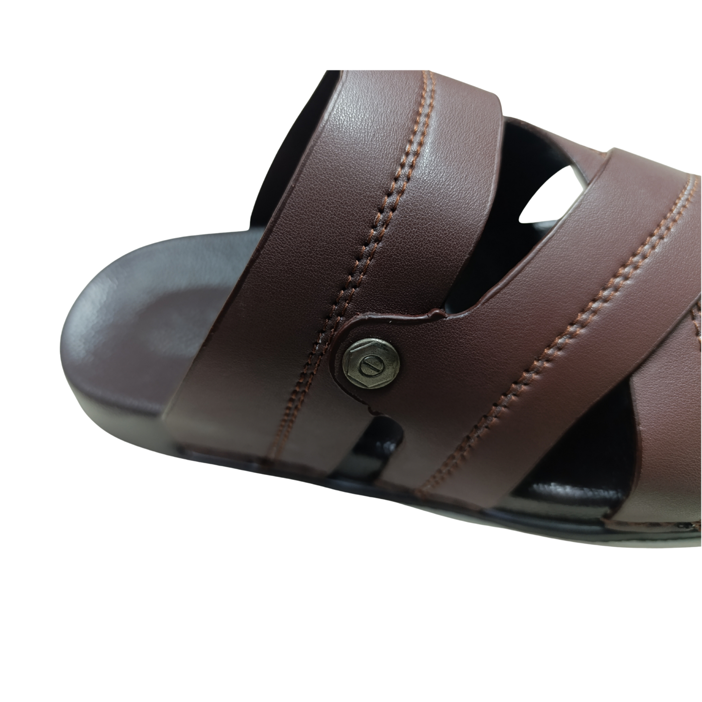 Men's Cross Strap Comfort Slides – Brown (CM-302)