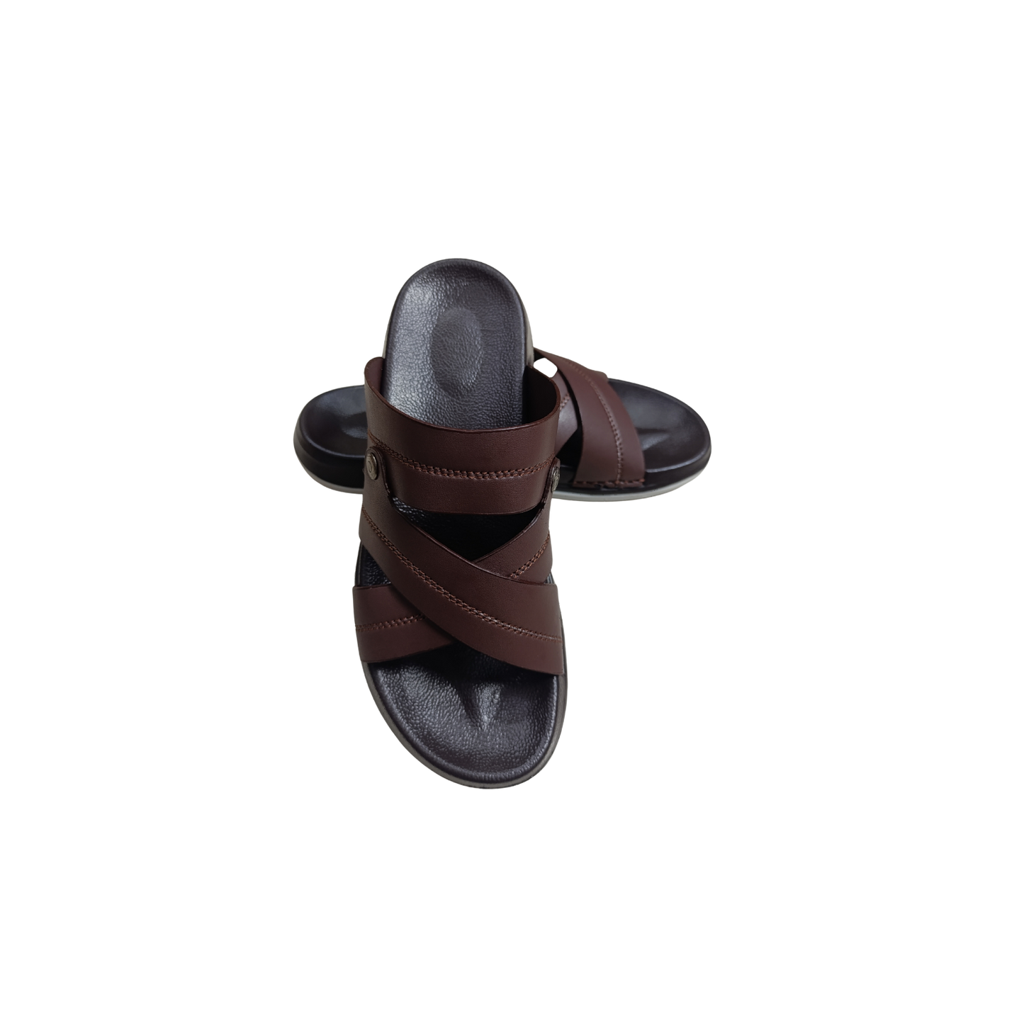 Men's Cross Strap Comfort Slides – Brown (CM-302)